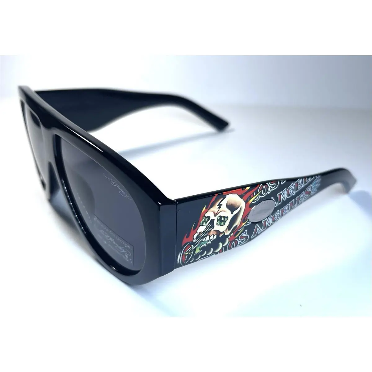 ED Hardy Rhinestone Black Skull Head Los Angeles Sunglasses + Case by Ed Hardy