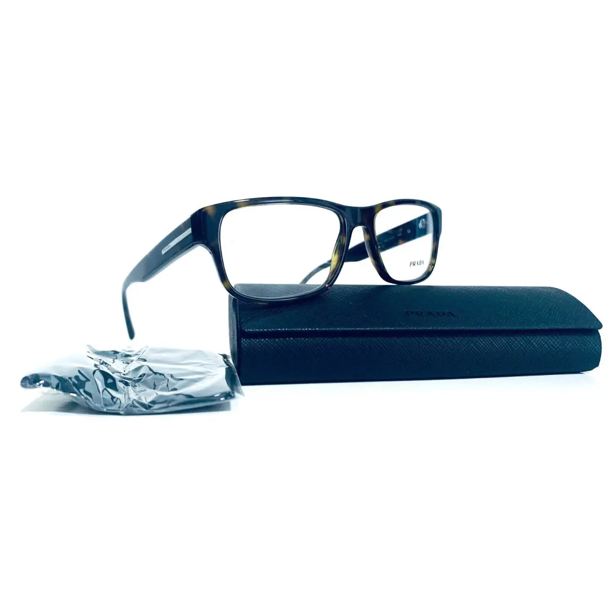 Prada Vpr 23R 2AU-1O1 Dark Havana Brown Rectangular Eyeglasses 56-17-145MM Italy