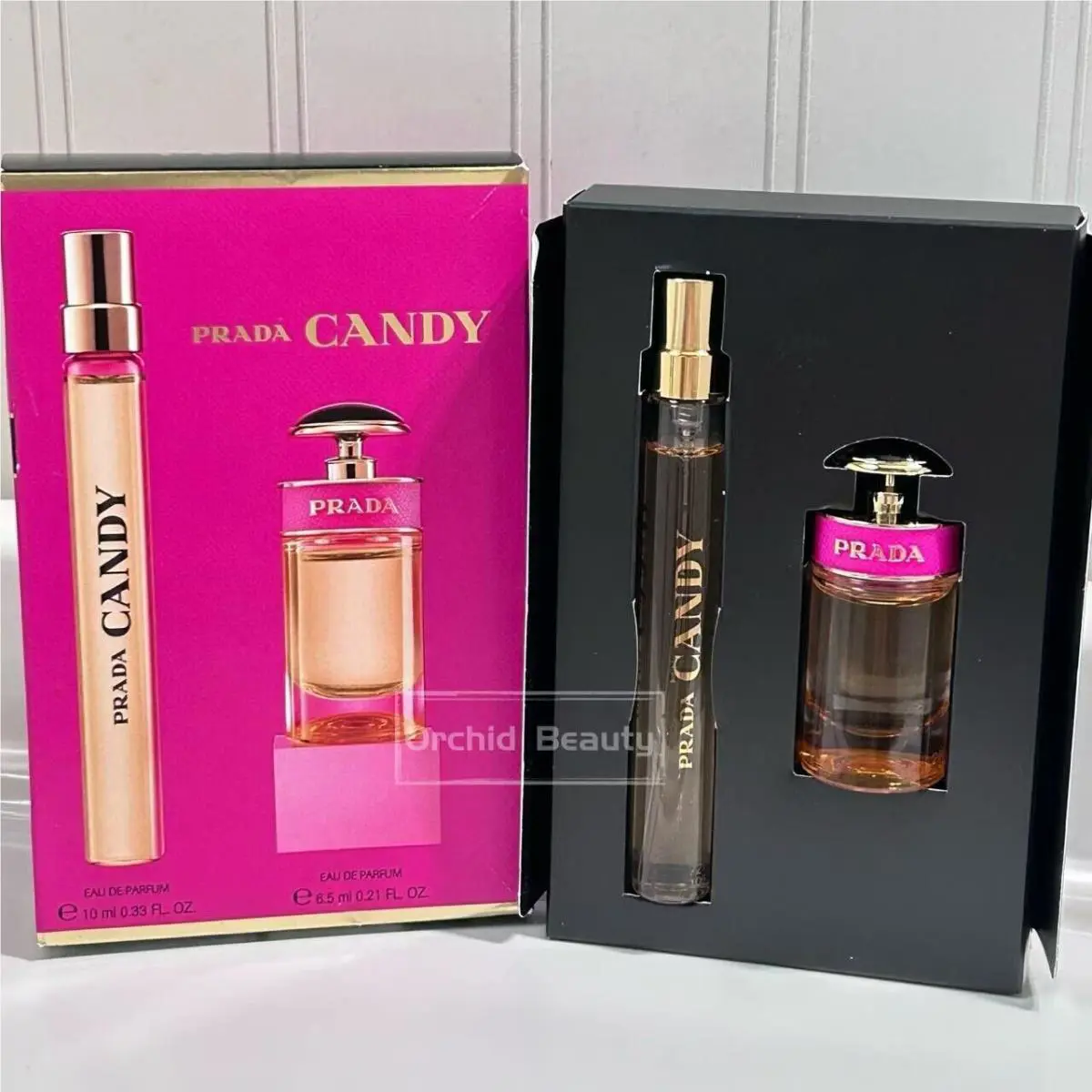 Prada Candy 2PC Gift Set Edp Perfume Mini Duo Spray 0.33oz + Splash 0.21oz