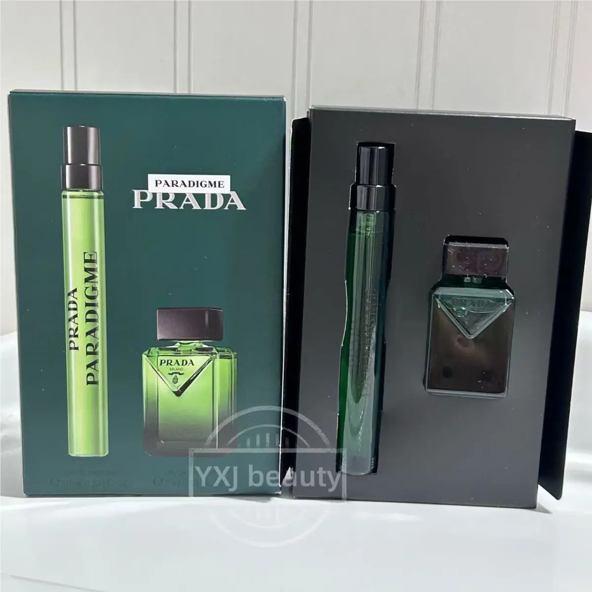 Prada Paradigme Edp Perfume For Men Travel Set Spray 10 Ml+splash 7 ml