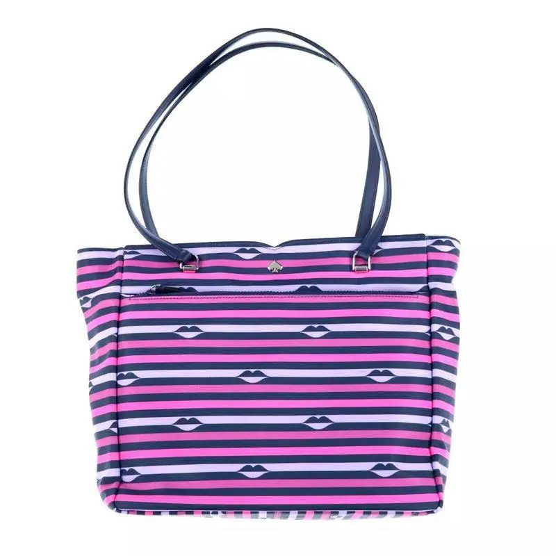 Kate Spade Women Bag Jae Nylon Lip Print Large Tote WKRU6503-673 - Exterior: Pink Multi