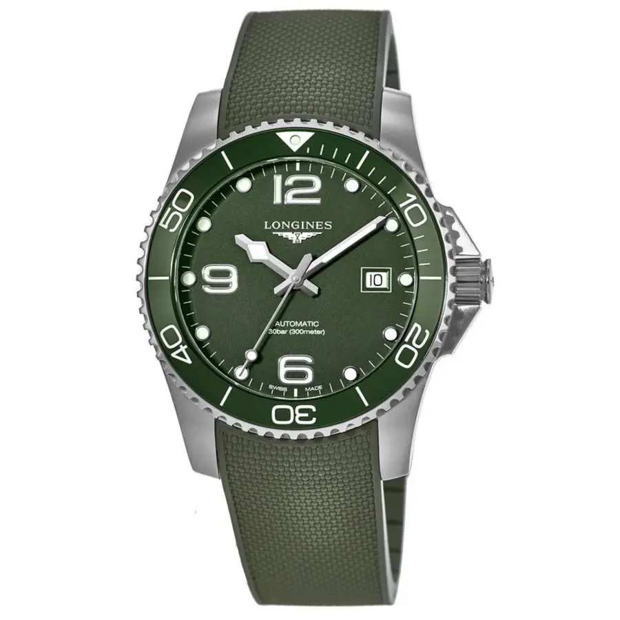 Longines Hydroconquest Automatic Green Dial Men`s Watch L3.781.4.06.9 - Face: Green, Dial: Green, Band: Green