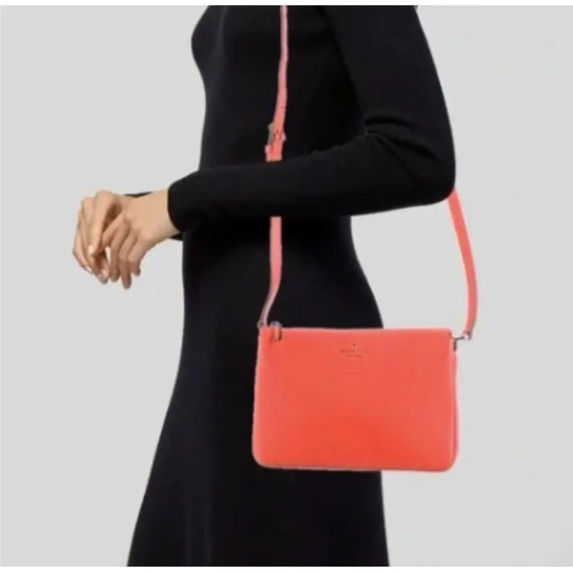 Kate Spade Leila Crossbody Bag Pebbled Leather Coral Bud Orange