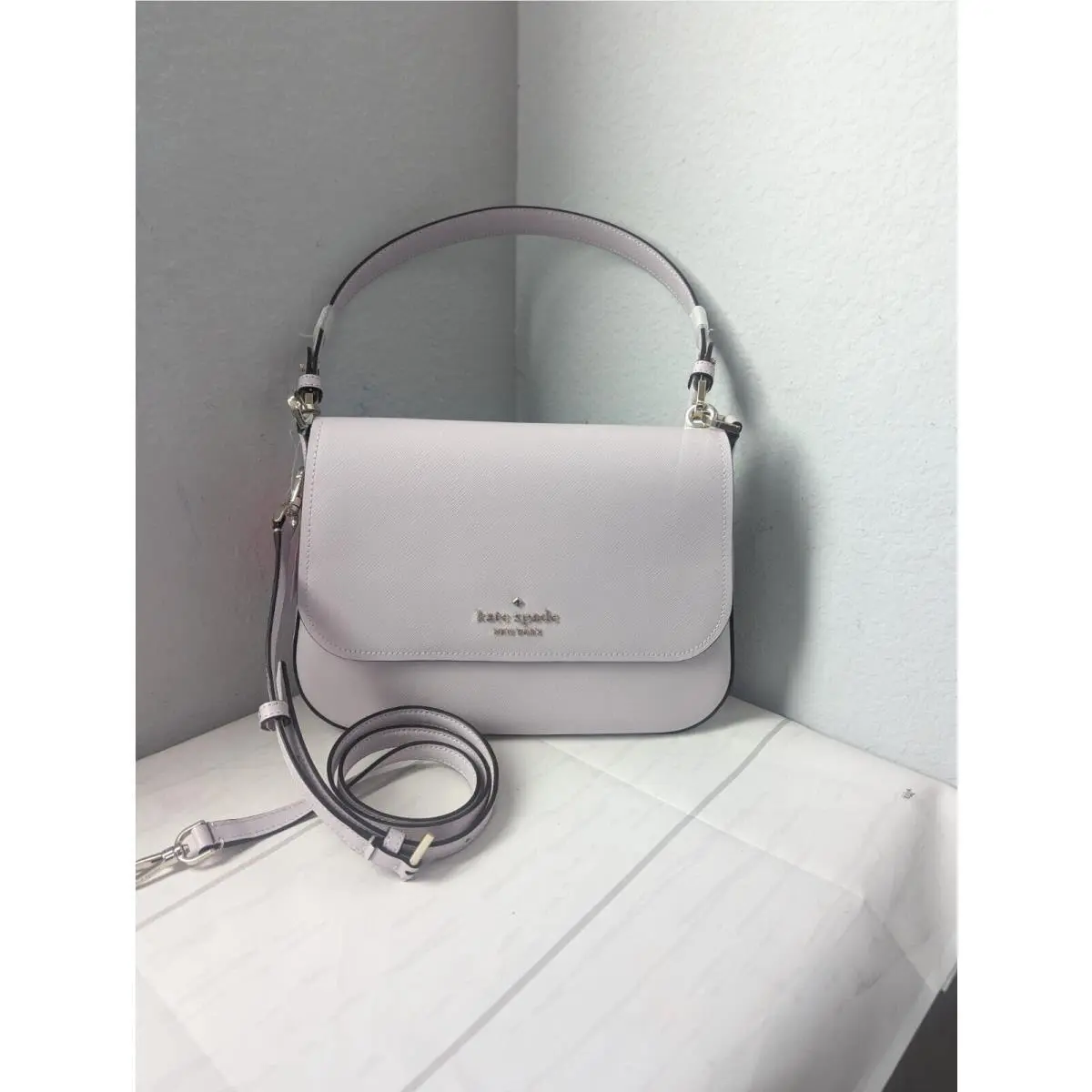 Kate Spade Women Bag Staci Saffiano Leather Flap Shoulder Satchel