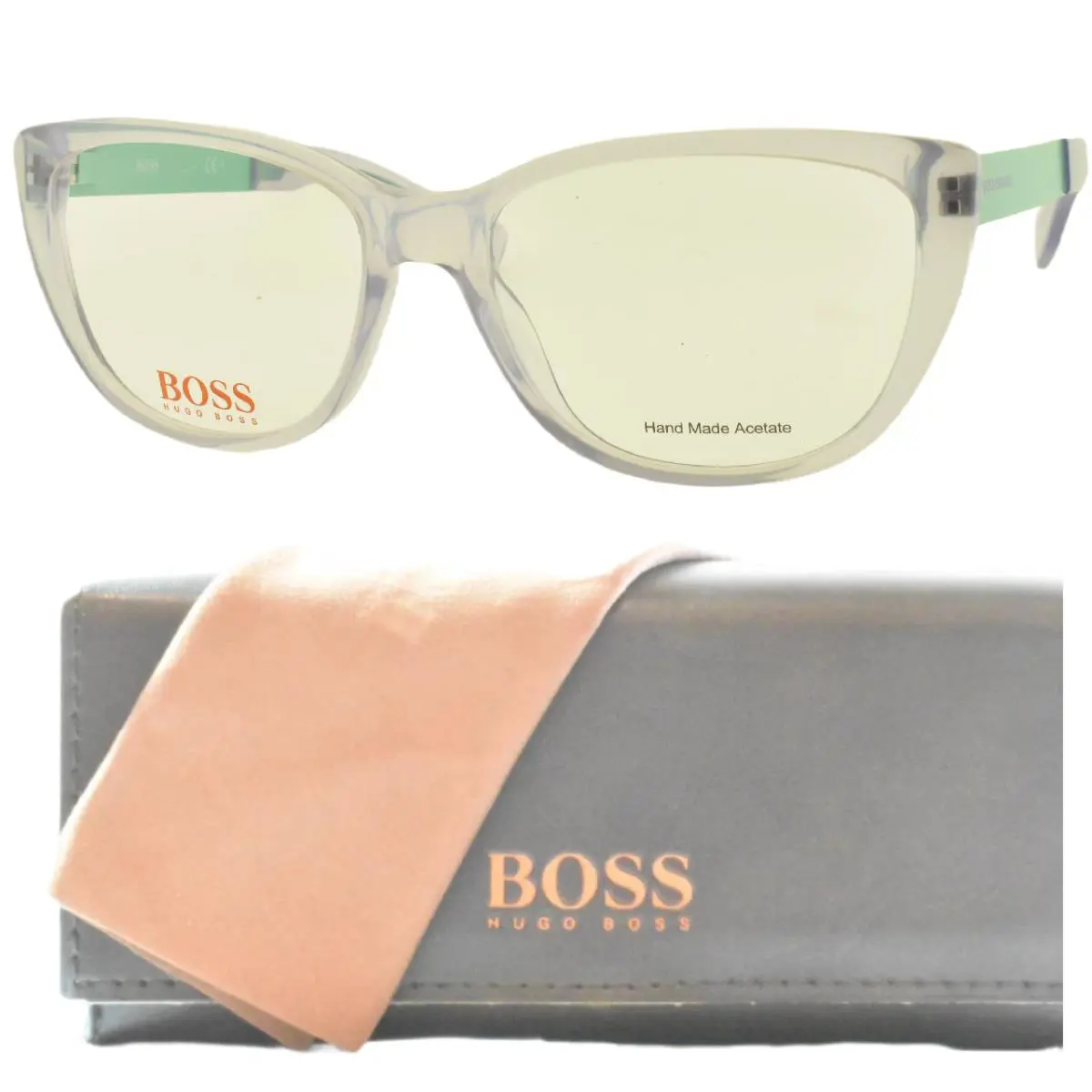 Hugo Boss Orange BO 0219 Fnj 53-16-135 Transparent Blue Cat Eye Women Frame