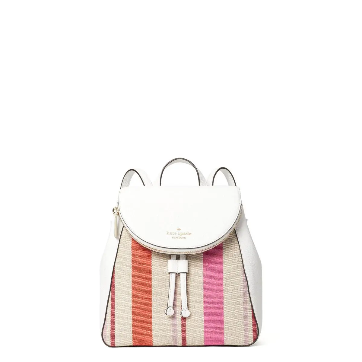 Kate Spade Women Bag Leila Stripe Canvas Medium Flap Backpack WKR00523-974
