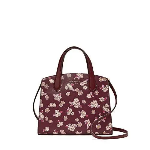 Kate Spade Women Bag Frosted Floral Tinsel Satchel K9339-600 - Exterior: Deep Berry