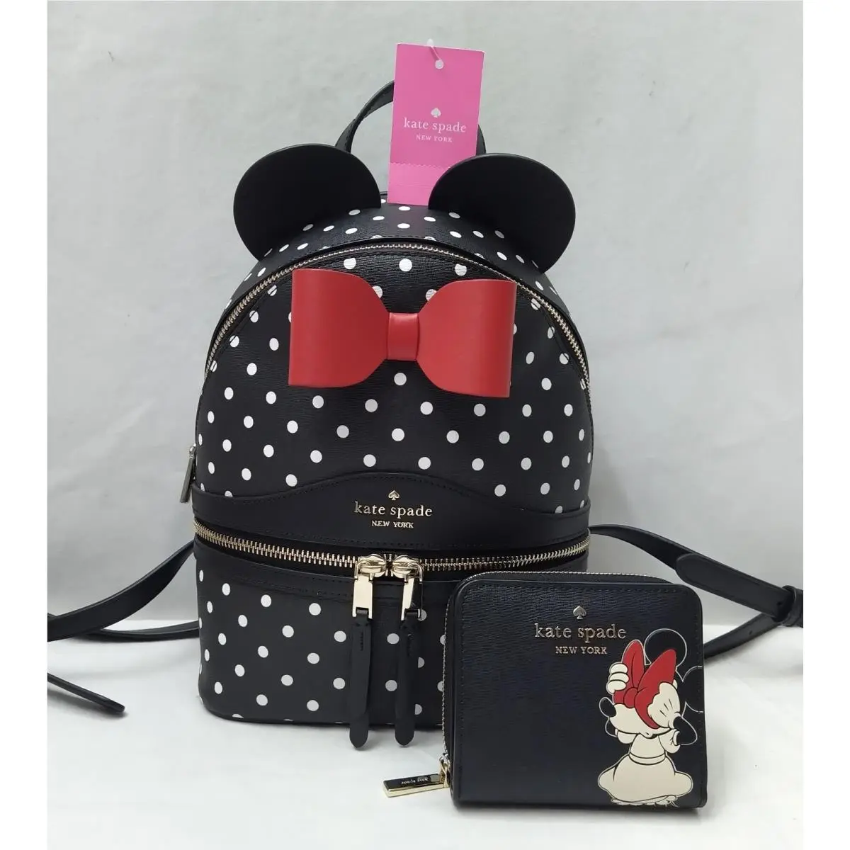 Kate Spade Disney x Minnie Mouse Black Leather Backpack with Wallet