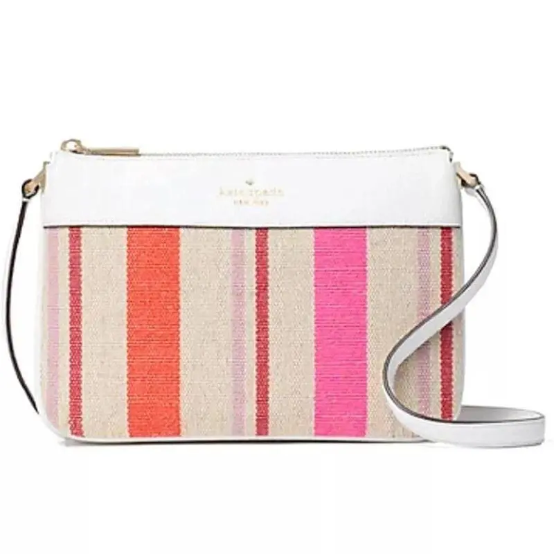 Kate Spade Women Bag Leila Stripe Canvas Triple Gusset Crossbody WKR00521-974