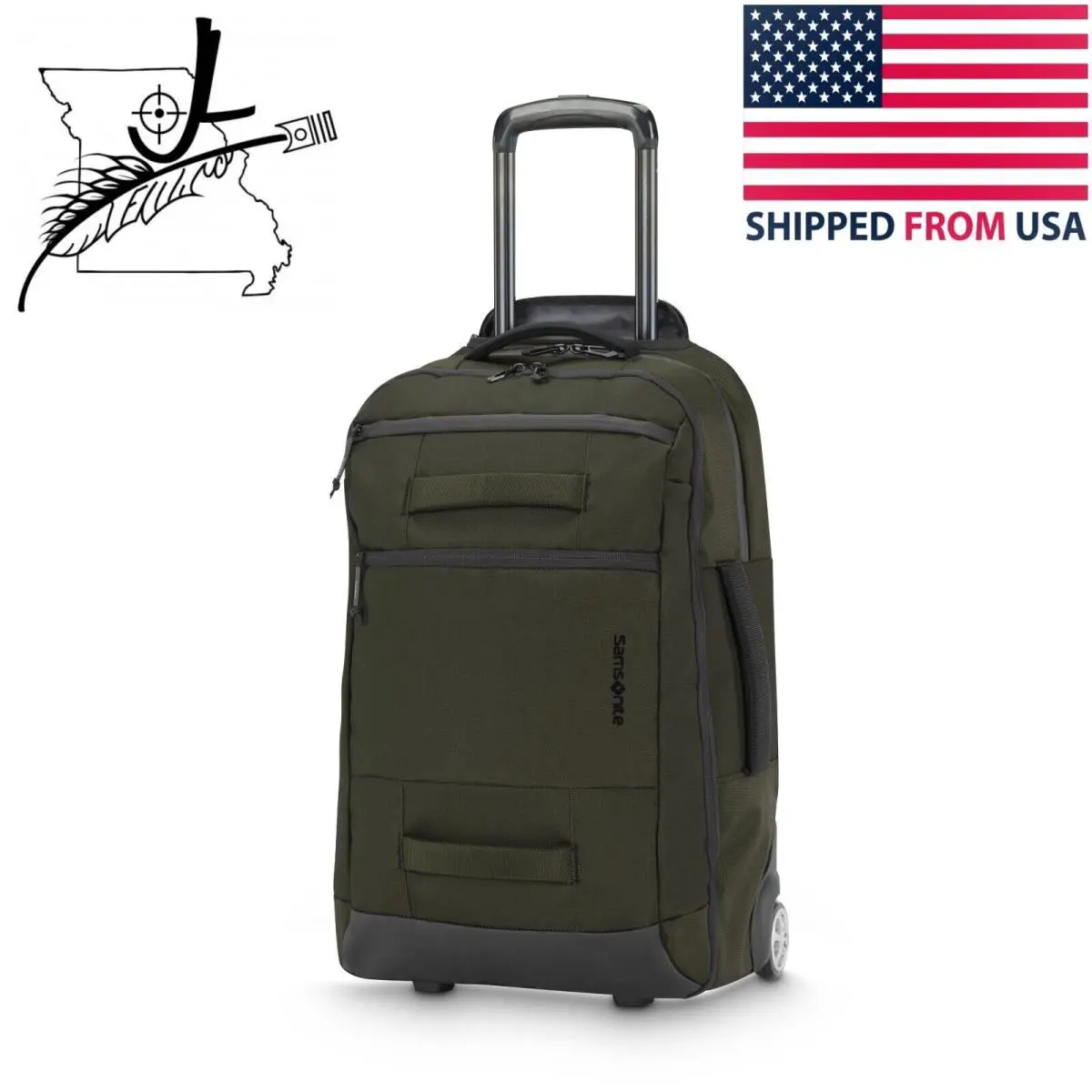 Samsonite Detour Convertible Wheeled Laptop Backpack Bag Telescoping Handle Gree