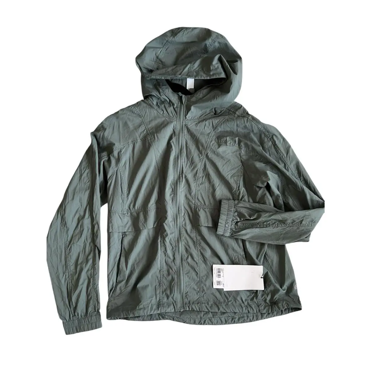 Lululemon Hood Lite Packable Jacket Grey Eucalyptus Size 8 Full Zip