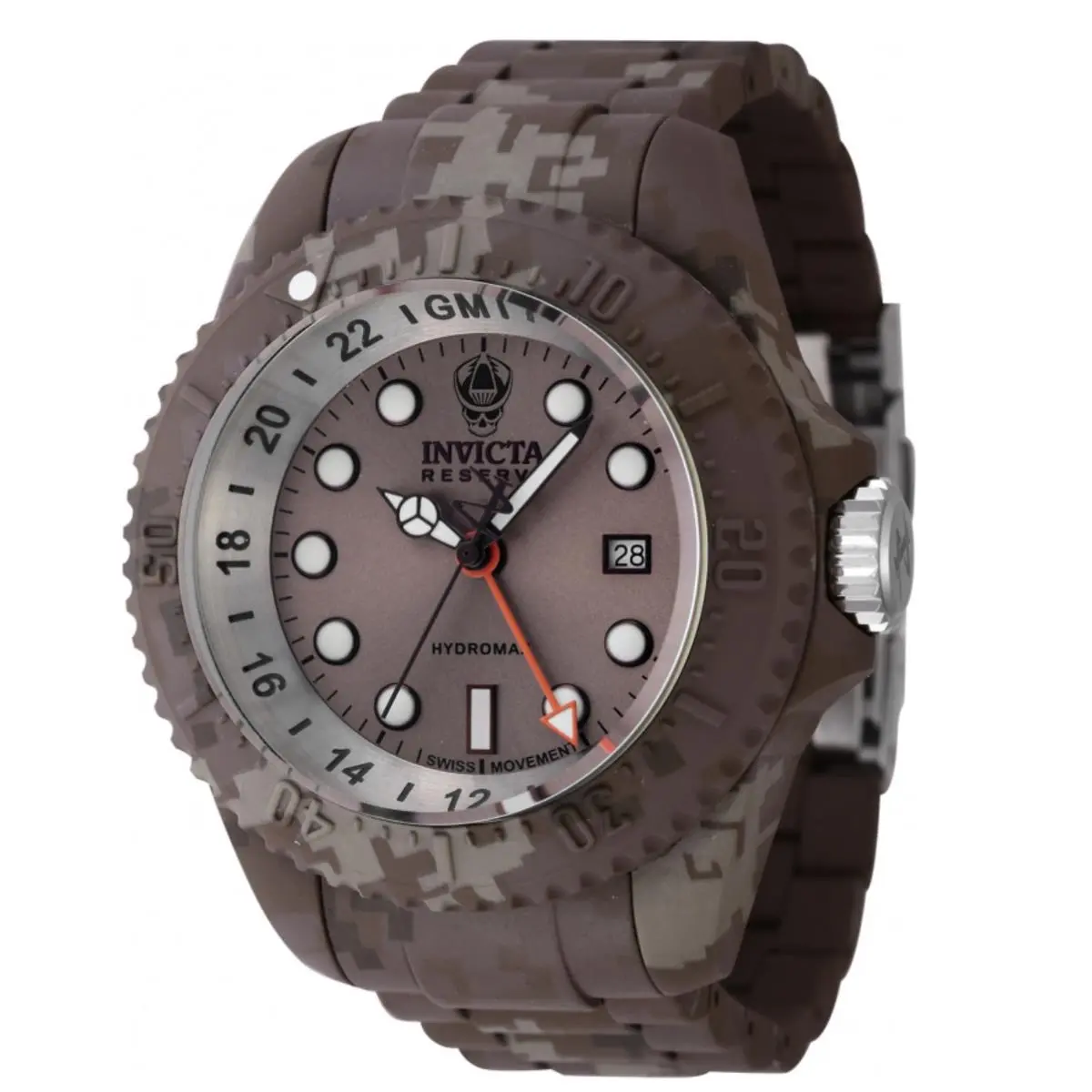 Invicta Reserve Hydromax Men`s 52mm Brown Tactical Camo Swiss Quartz Watch 45938 - Dial: Brown, Silver, White, Band: Beige, Brown, Multicolor, Tan, Bezel: Brown, Multicolor