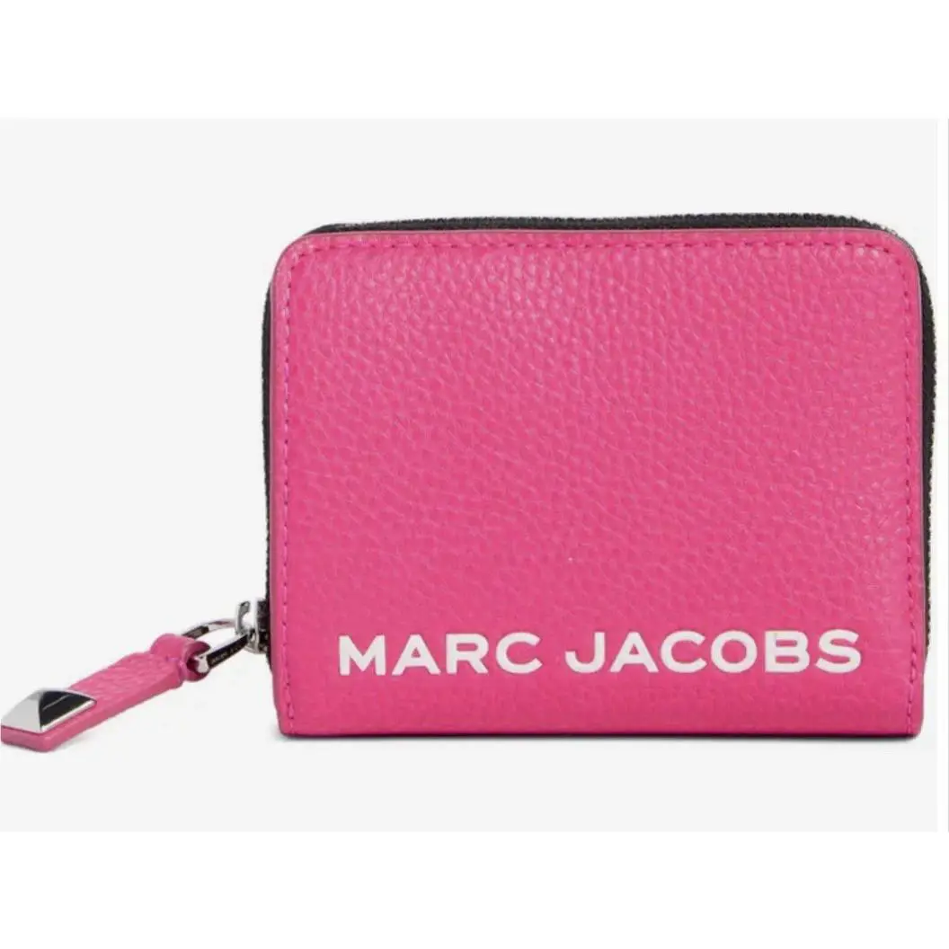 Marc Jacobs Bold Slg Mini Compact Bifold Wallet Pebble Leather Hot Pink
