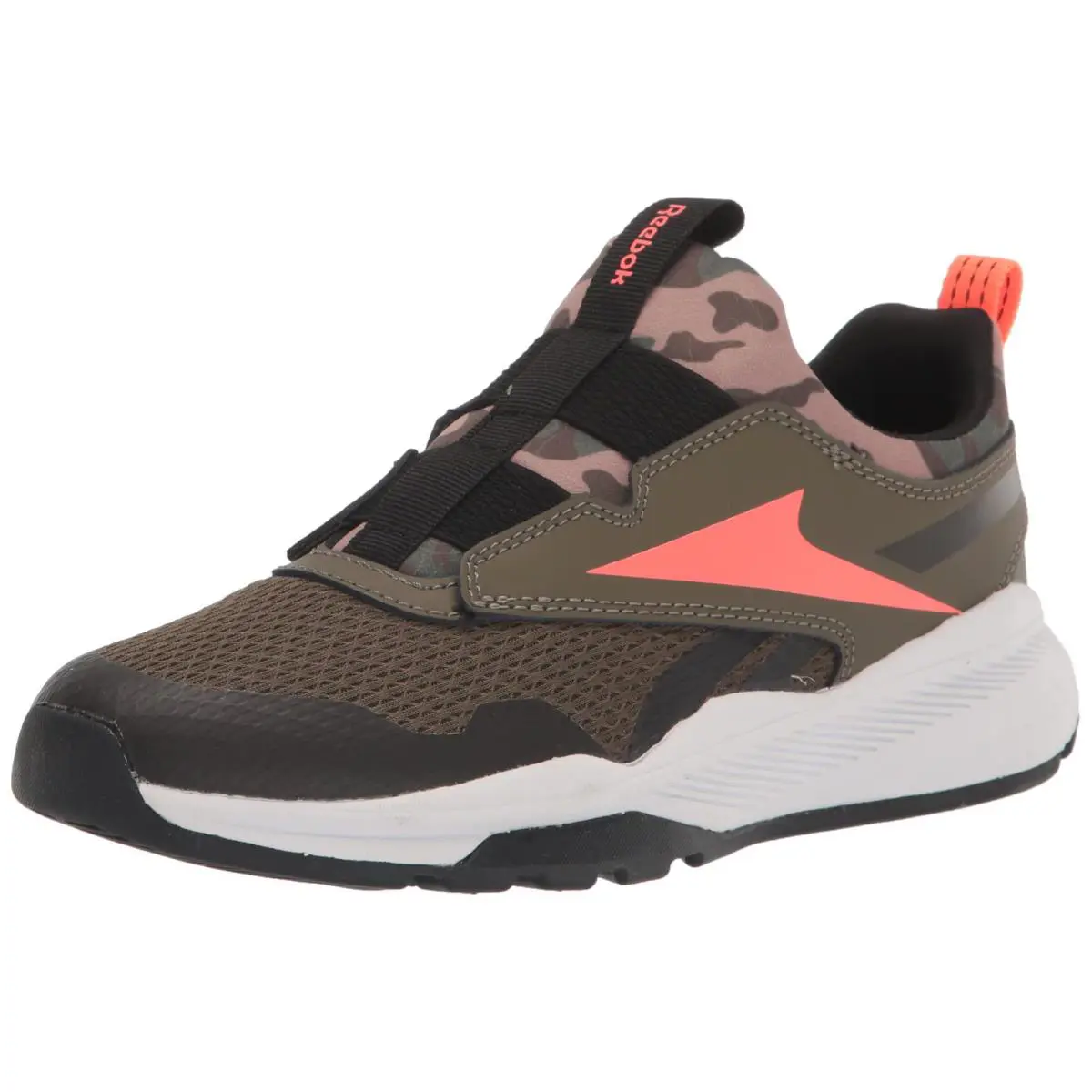 Reebok Boys XT Sprinter Slip On Running Shoe Army Green/black/orange Flare 6 - Army Green/Black/Orange Flare