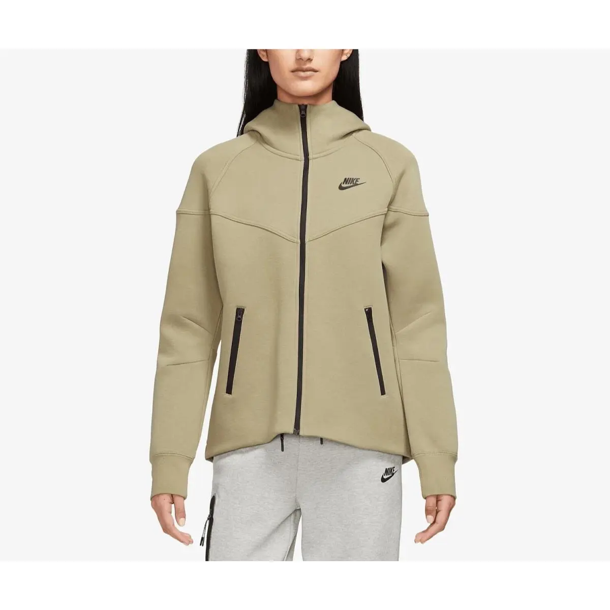 Nike clothing - Nike Sportswear Tech Fleece Windrunner Women`s Full-Zip Hoodie - FB8338-276 - Neutral Olive/Black 0
