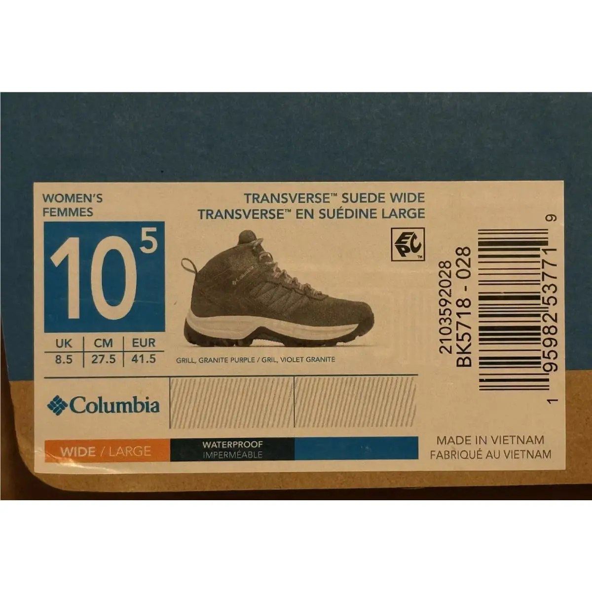 Columbia shoes - columbia transverse hike wp - transverse hike - granite purple 6