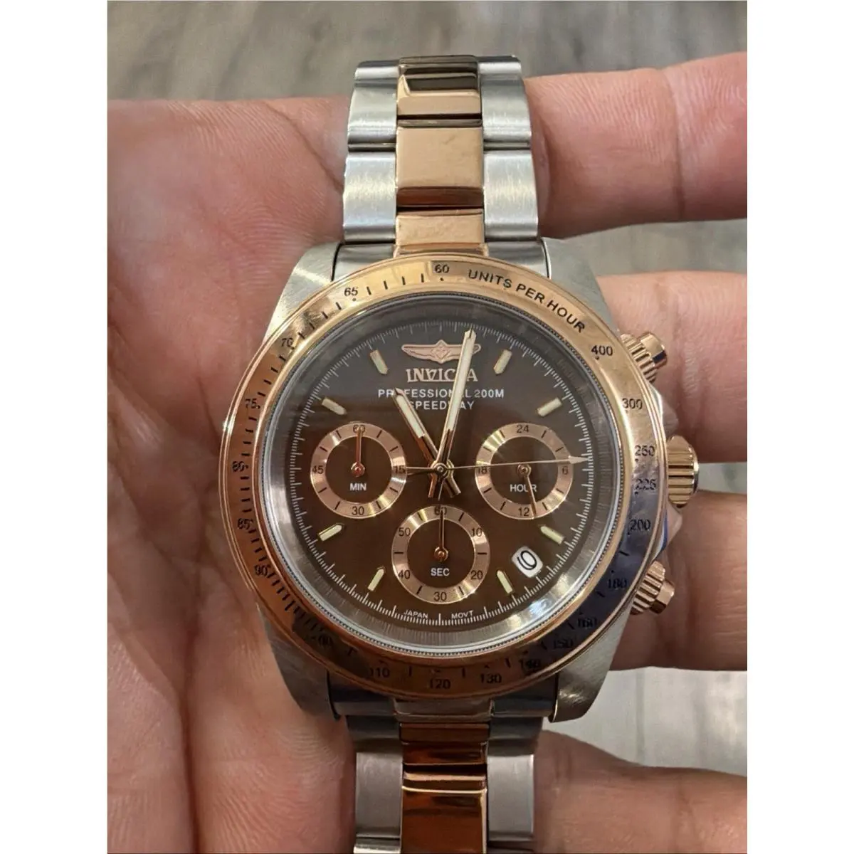 Speedway Torvane 17029 Chronograph 39.5mm Brown Dial Rose Gold Box by Invicta