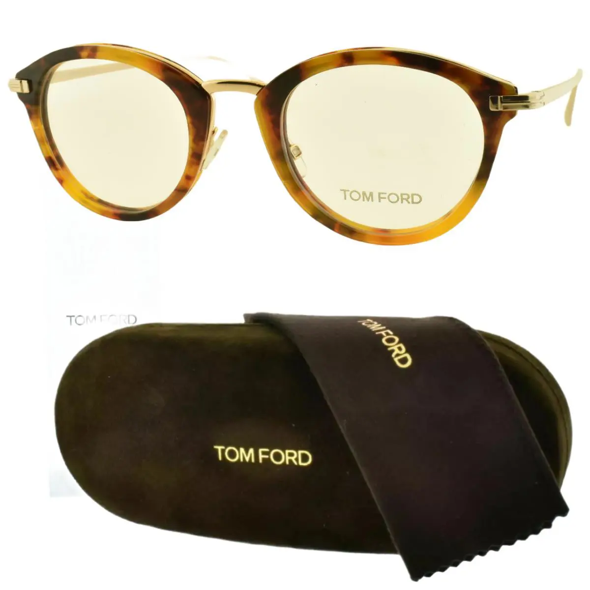 Tom Ford TF5497 055 48-22-145 Havana Gold Oval Full Rim Mens Optical Frame
