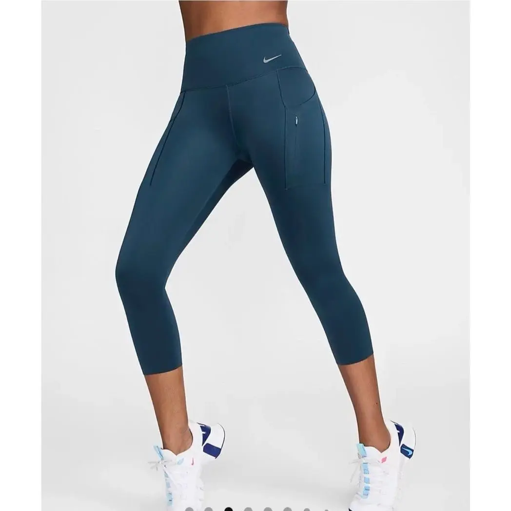Nike GO Womens Training Firm Support High Waist Crop Leggings Navy DQ5881-NWT