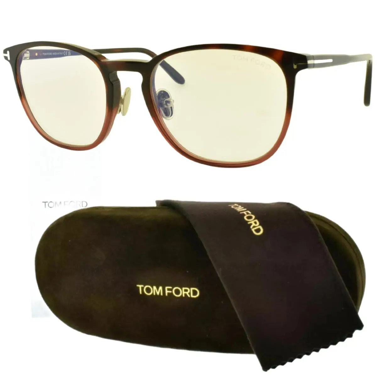 Tom Ford TF5700-B 054 54-20-145 Dark Bugendy Havana Square Full Rim Frame
