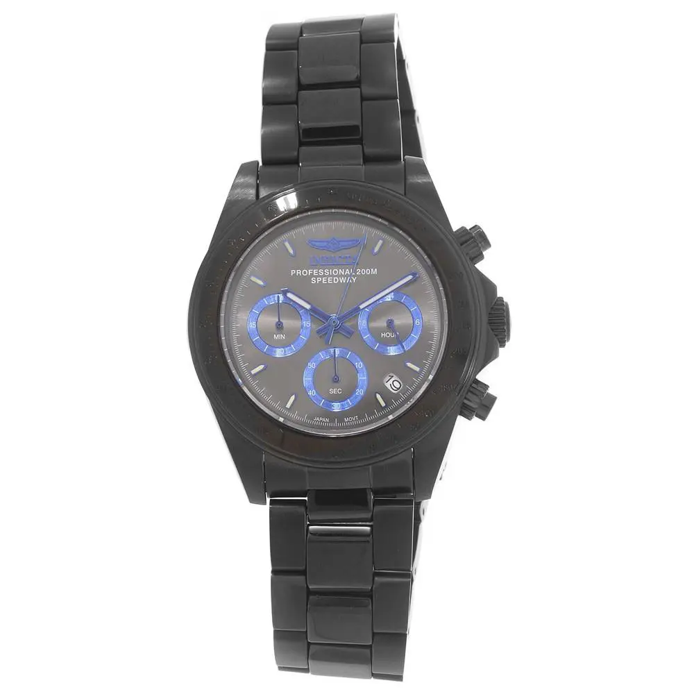 Invicta 17313 Men`s Speedway Chrono Charcoal Dial Black IP Watch - Dial: Charcoal, Band: Black