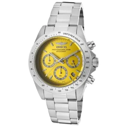 Invicta Speedway Chronograph Yellow Dial Stainless Steel Men`s Watch 14383