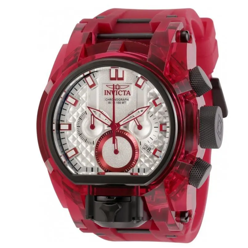 Invicta Bolt Zeus Magnum Men`s 52mm Anatomic Dual Dial Chronograph Watch 29996 - Dial: Red, Silver, Gray, White, Band: Red, Bezel: Red, White, Black