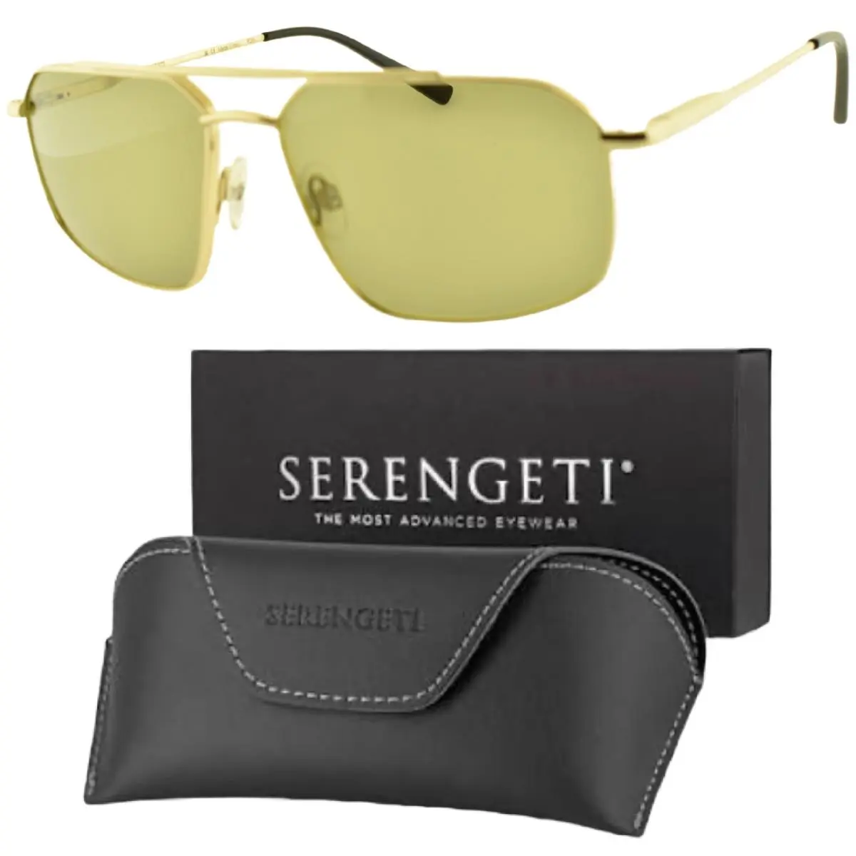 Serengeti Wayne SS546005-S 57-15-145 Gold Rectangle Full Rim Mens Sunglasses