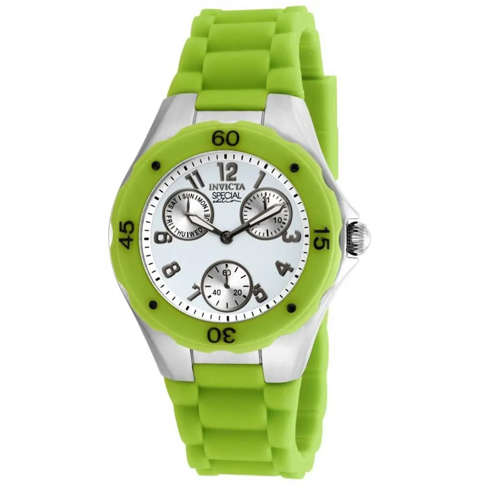 Invicta 18793 Lady`s Angel Green Strap Silver Dial Day Date Watch