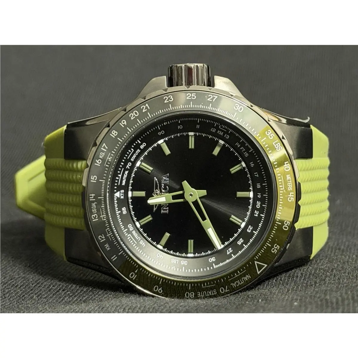 Invicta Aviator Men`s Watch 50mm Two Tone Army Green Black Bezel