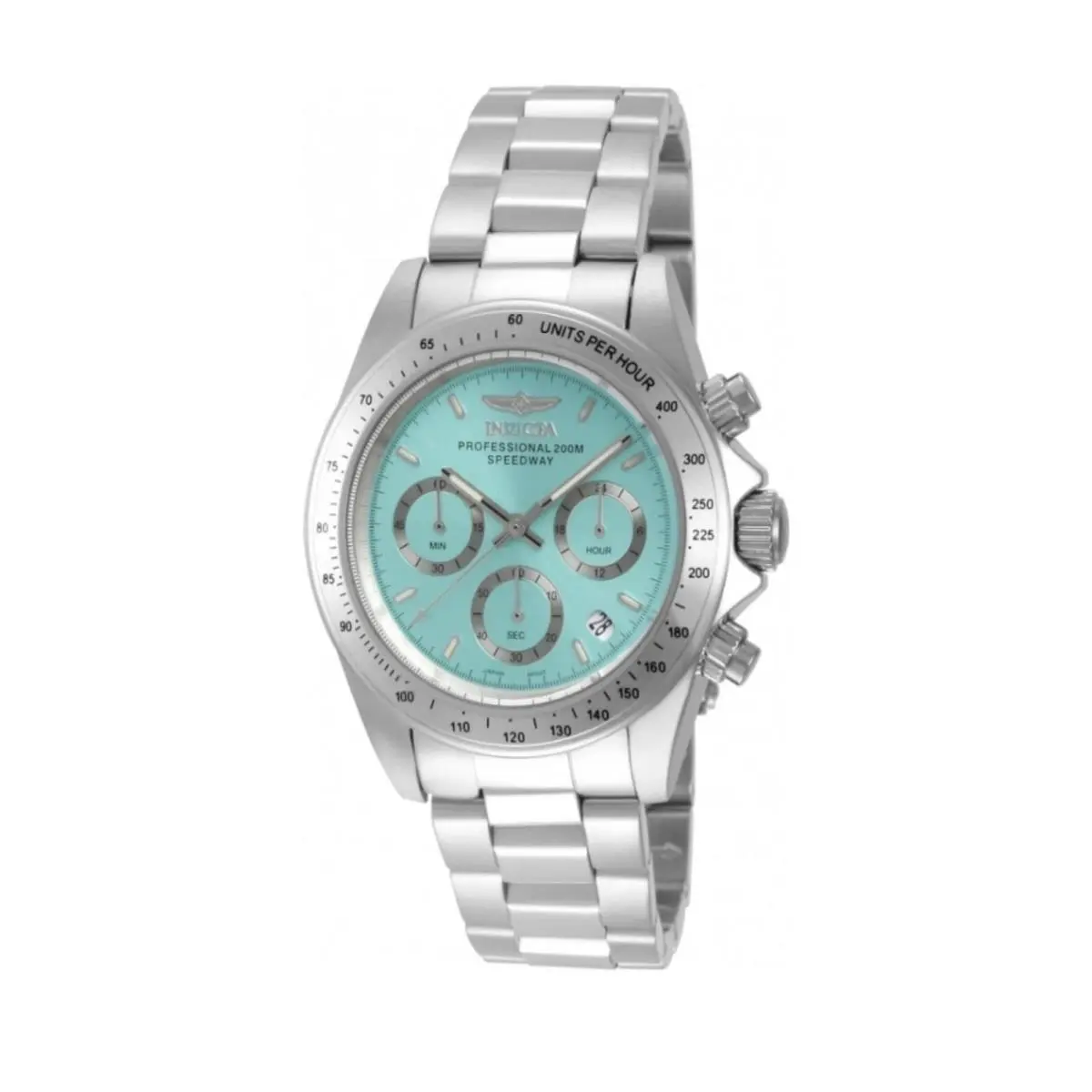 49800  Speedway Chrono Date Quartz 200m Blue Dial Silver Bracelet 39.5mm by Invicta
