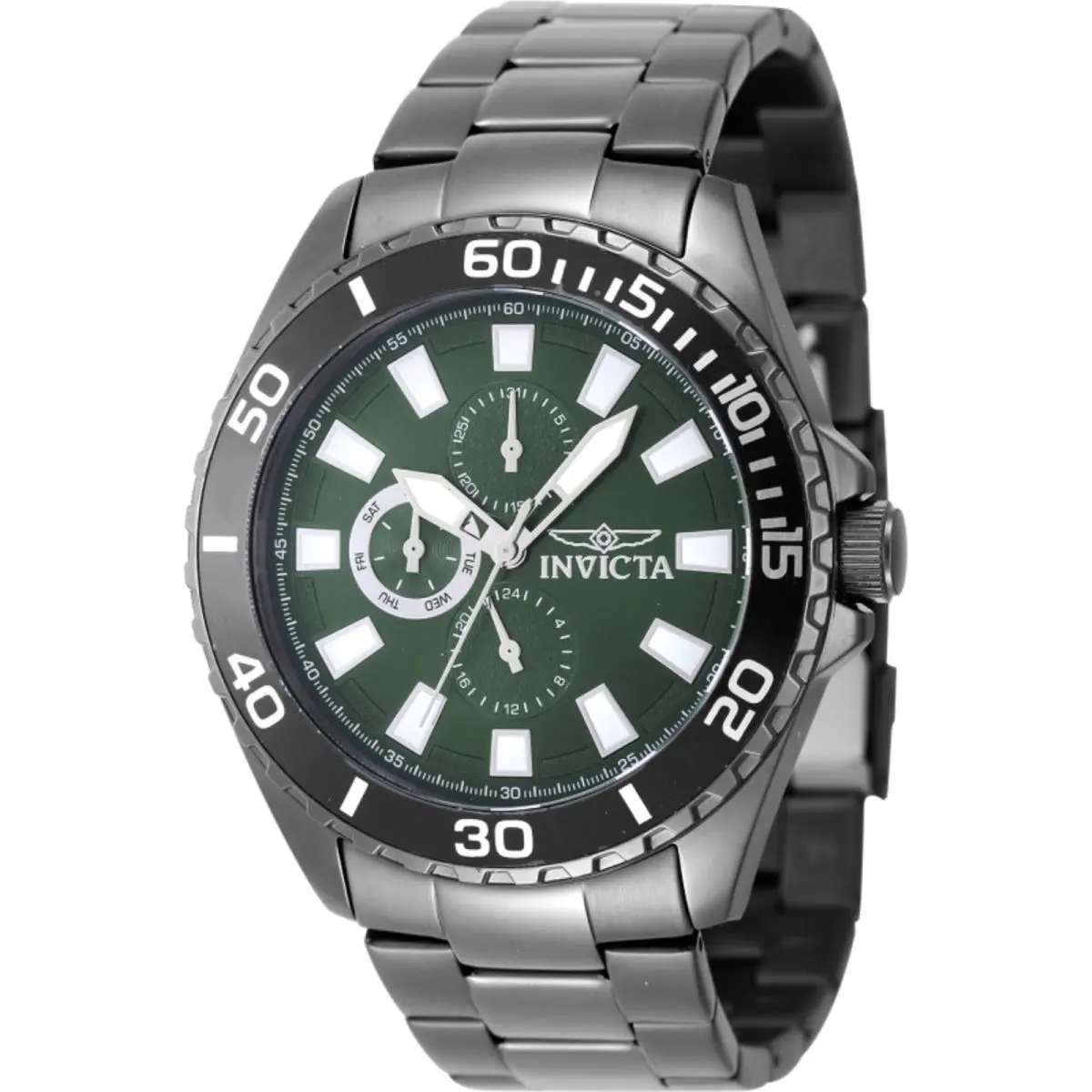 Men`s Watch Pro Diver Quartz Green Dial Charcoal Steel Bracelet 29930 by Invicta