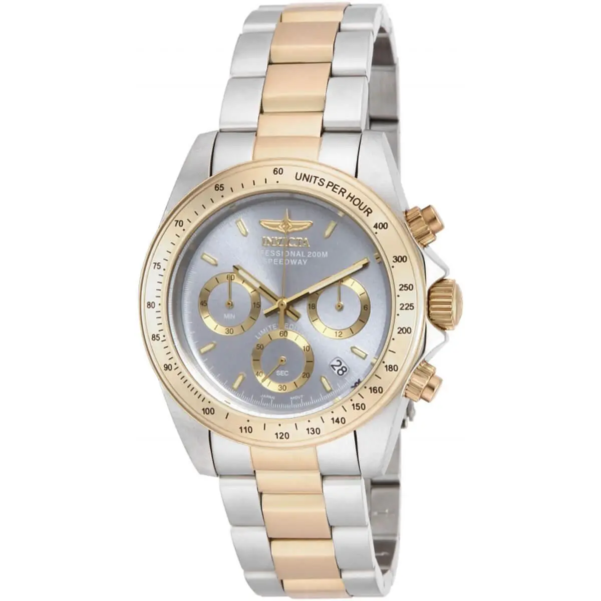 Invicta Men`s Watch Speedway Chronograph Charcoal Dial Two Tone Case ILE9212A