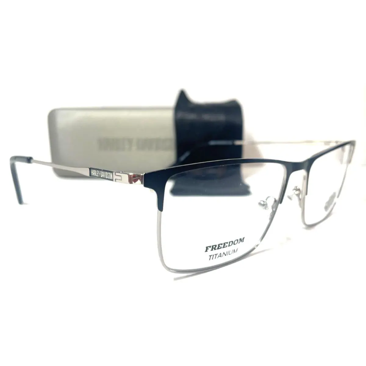 Harley-davidson Freedom HD9018 005 Titanium Black Silver Eyeglasses 56-16