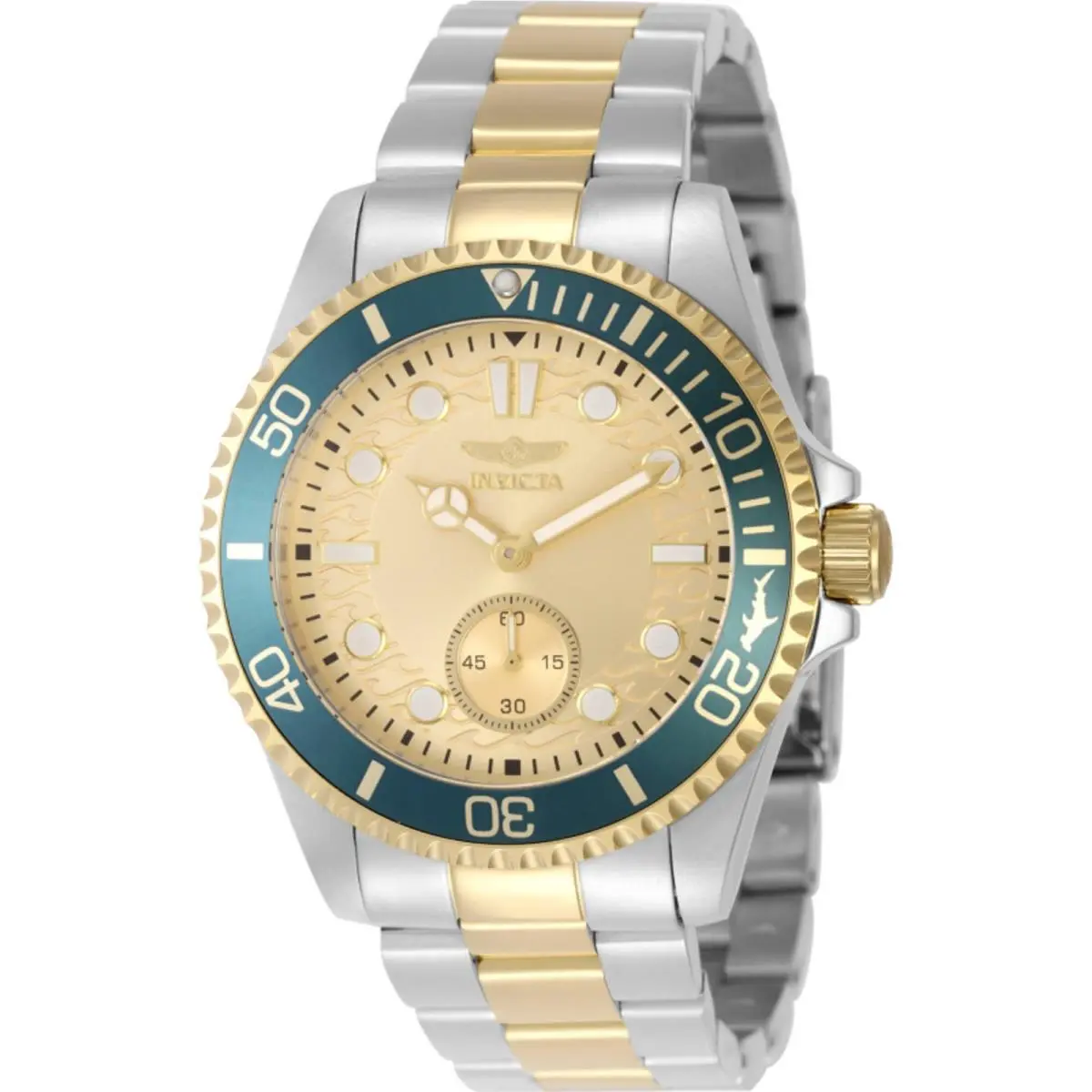 Invicta Men`s Watch Pro Diver Quartz Gold Dial Two Tone Steel Bracelet 49425 - Dial: Gold, Band: Silver, Yellow