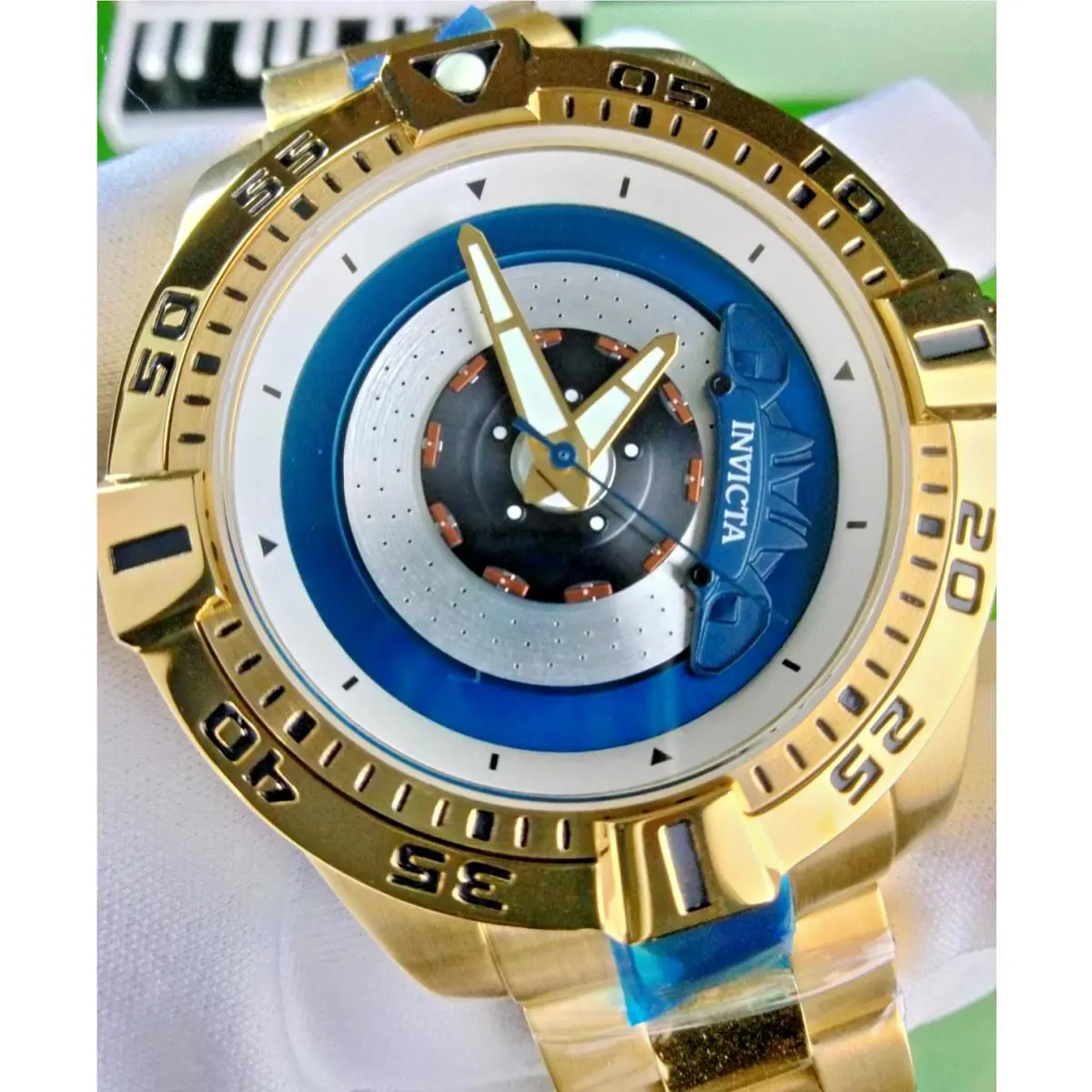 Invicta S1 Rally 37049 Automatic Men Watch 51 mm Gold Blue Dial Zager Exclusive