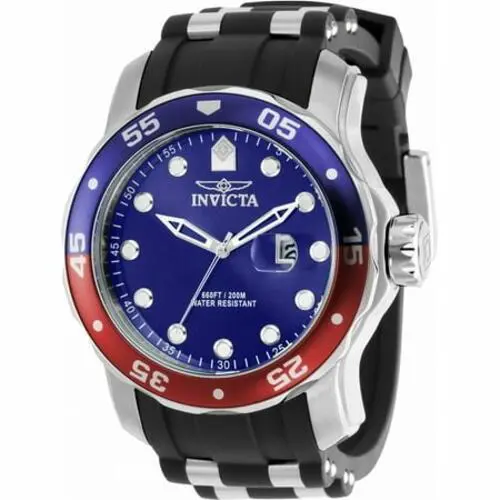Invicta 39102 Men`s Pro Diver 48mm Black Silicone Blue Dial Quartz Watch