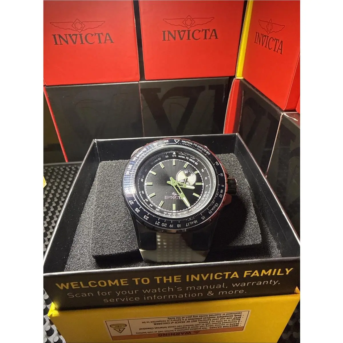 Invicta Aviator Skyshock 50mm Camoflauge Band Black Dial 49730 - Dial: Black, Green