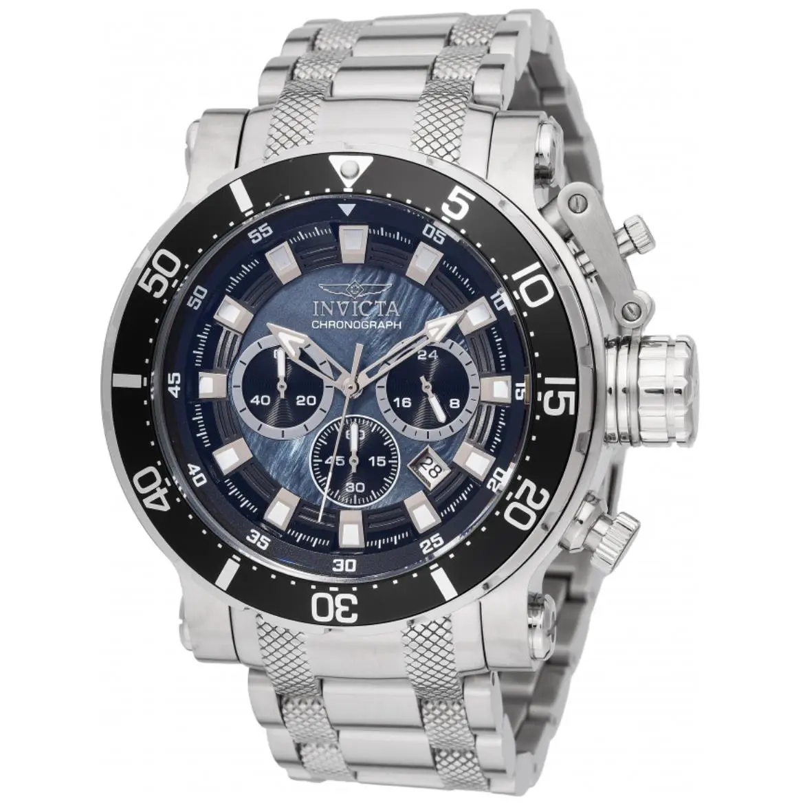 Invicta Coalition Forces Men`s 52mm Black Pearl Dial Chrono Watch 49753 - Dial: Black, Silver, Black,Multicolor,Silver,White, Multicolor, Band: Silver, Bezel: Black, Silver, Black,Silver