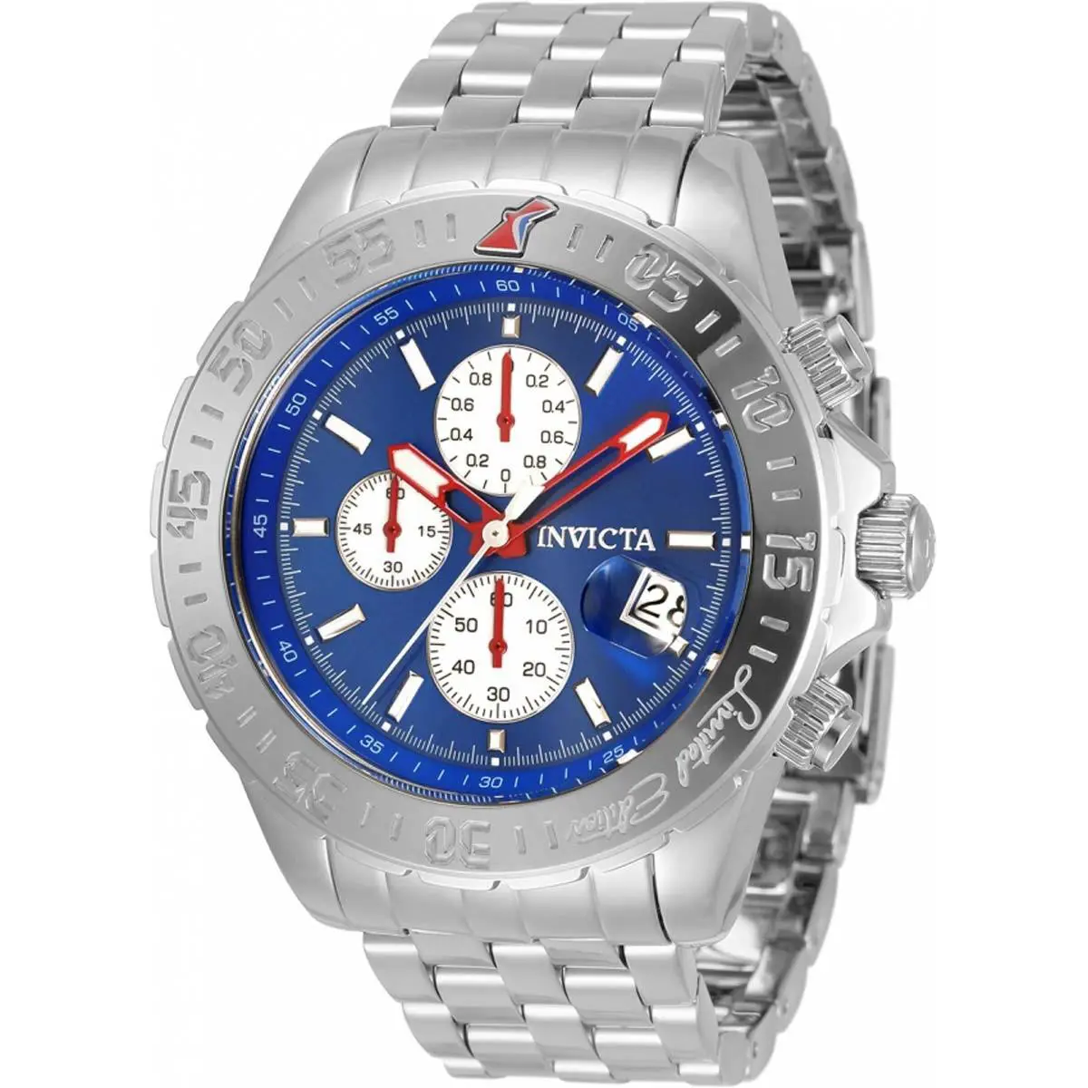 Invicta Men`s Cruiseline Ltd ED Quartz Multifunction Silver/blue Tone Watch - Dial: Blue, Band: Blue, Bezel: Blue