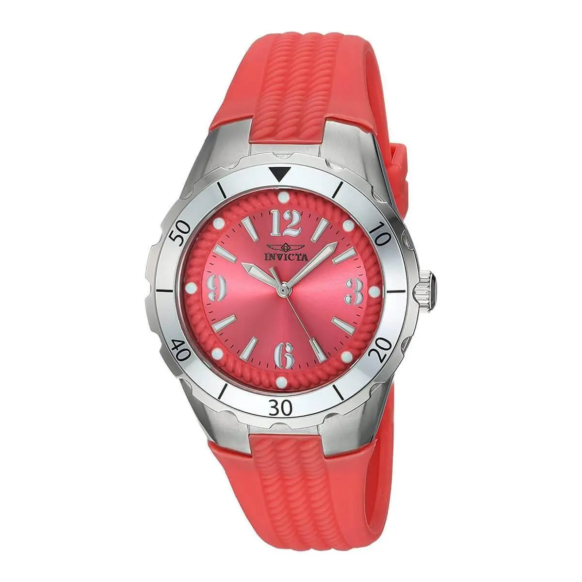 Invicta Women`s Angel Pink Rose Dial Polyurethane Strap Watch 24122