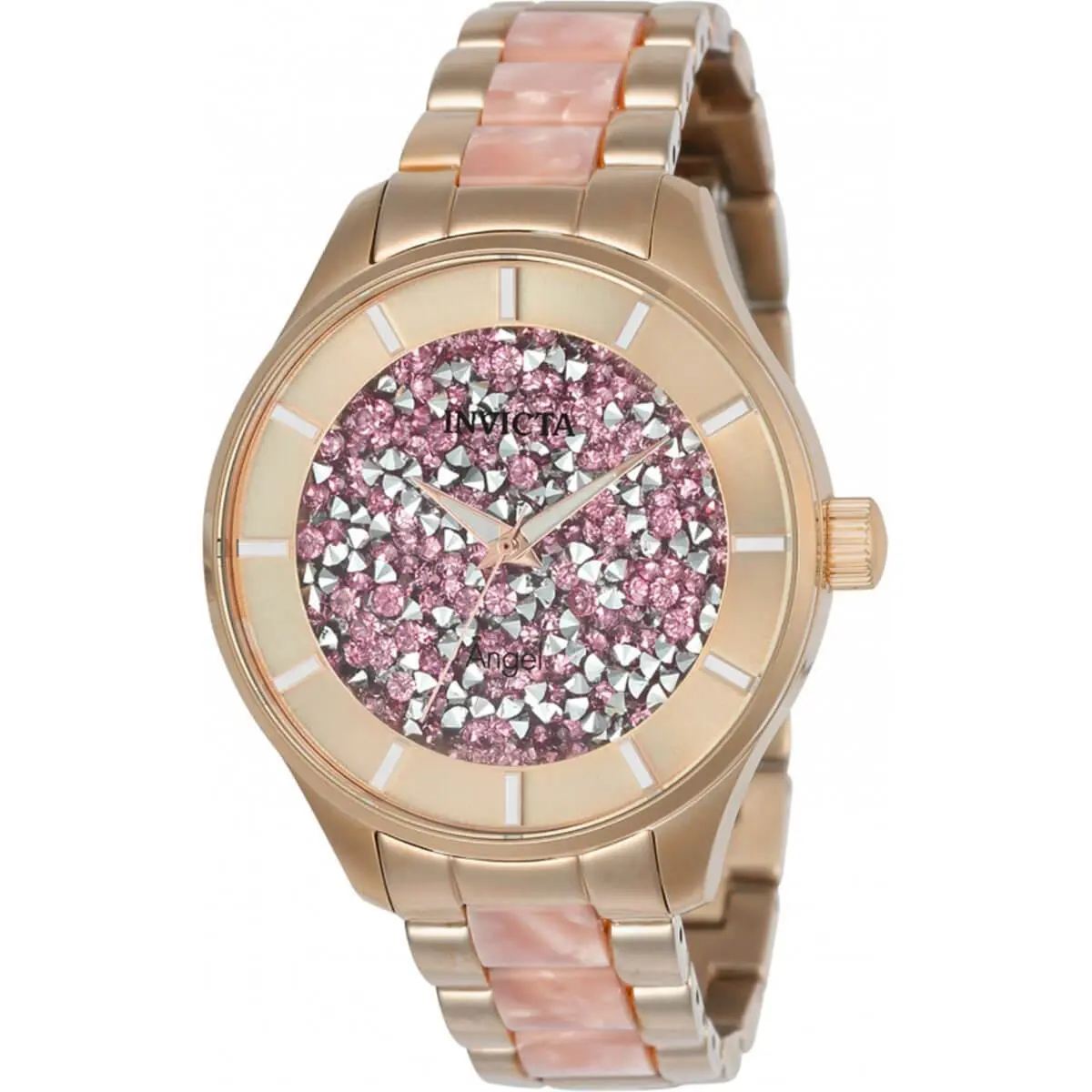 Invicta Women`s Watch Angel Pink Crystal and Rose Gold Tone Dial Bracelet 24663