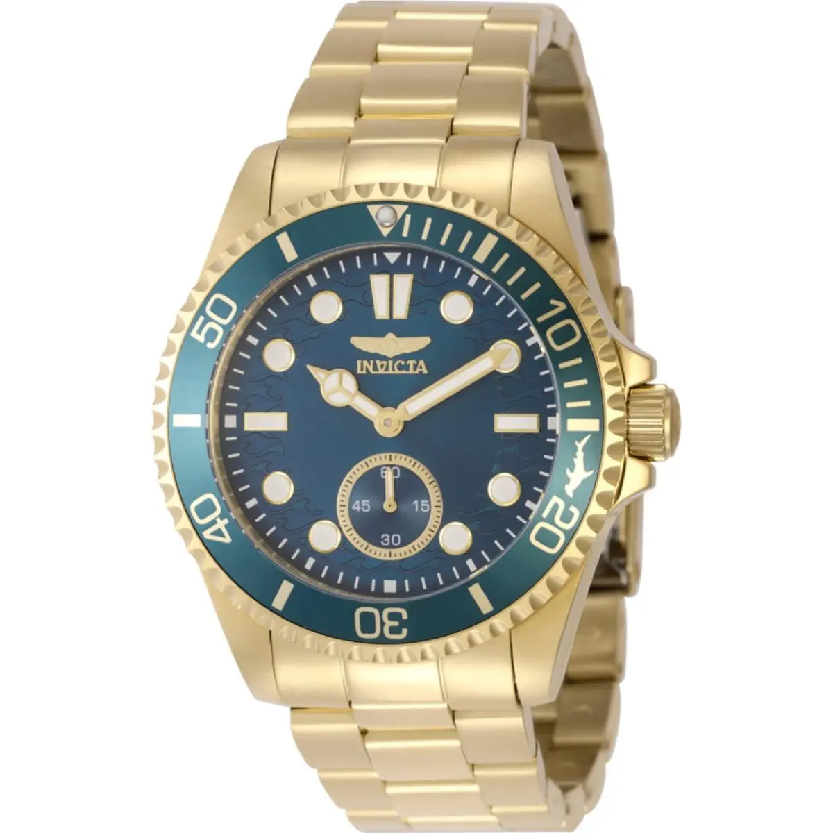 Invicta Men`s Watch Pro Diver Quartz Blue Dial Yellow Gold Steel Bracelet 49427