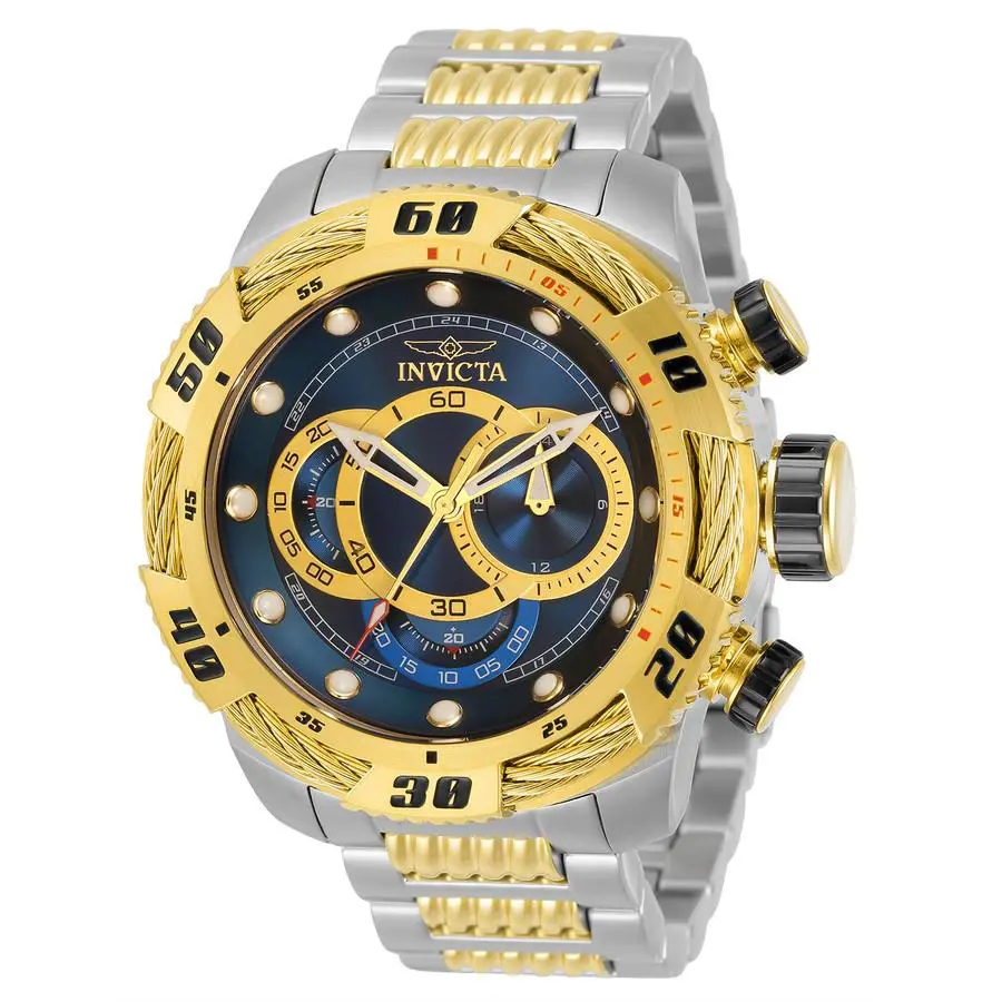 Invicta Speedway Chronograph Quartz Men`s Watch 34160 - Dial: Blue, Band: Two-tone (Silver-tone and Gold-tone), Bezel: Silver-tone