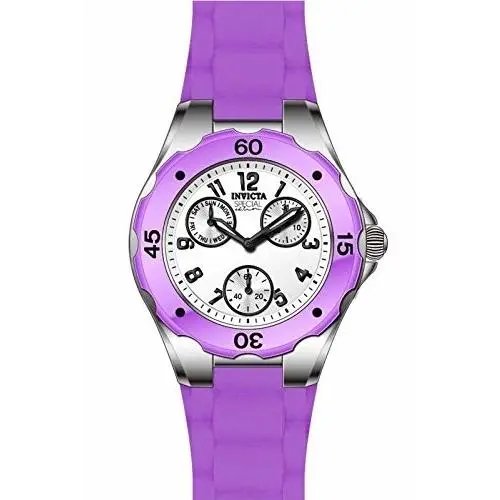 Invicta Angel Multi-function White Dial Purple Silicone Ladies Watch 18790