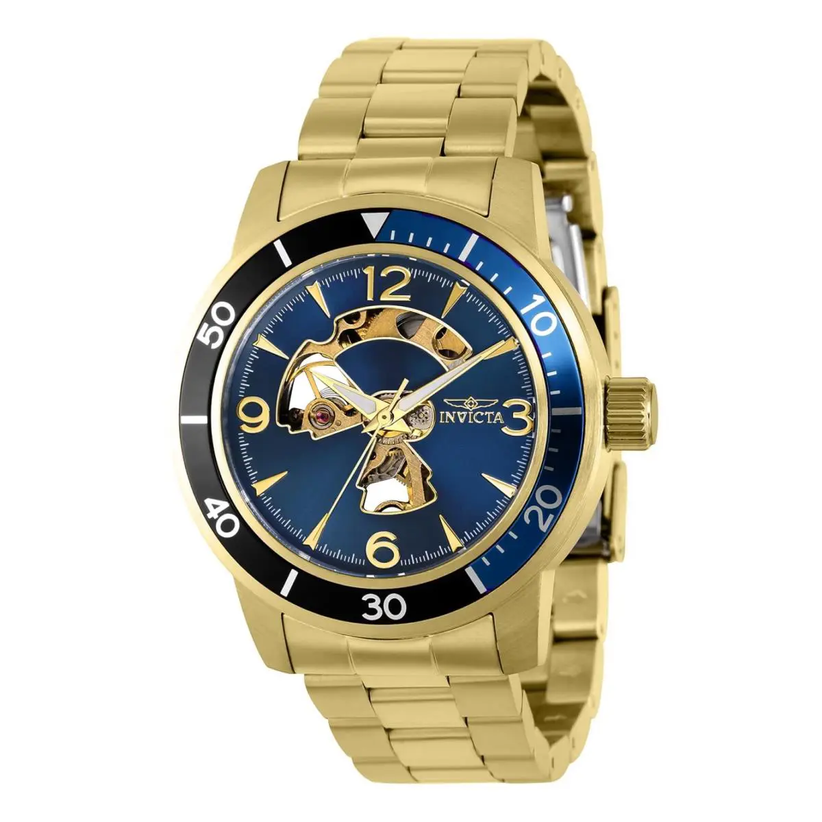 Invicta 38548 Men`s Specialty 45mm Gold Tone Blue Dial Quartz Watch - Gold