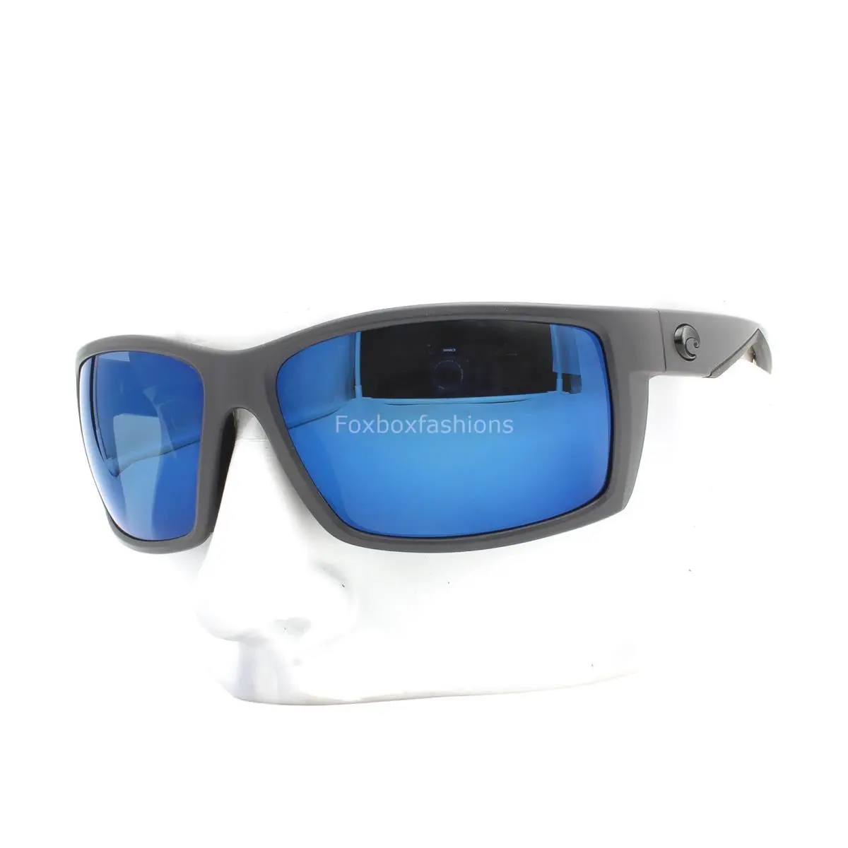 Costa Del Mar Sunglasses Reefton Matte Gray Blue Polarized Poly Lens 580P W/case - Frame: Gray, Lens: Blue, Logo: Black