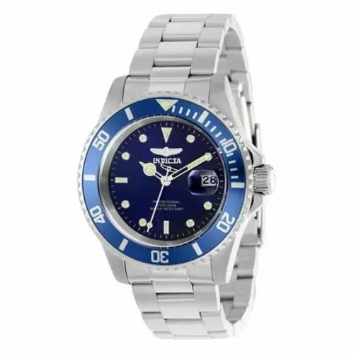 Invicta 37156 Pro Diver 40mm Men`s Silver Tone Blue Bezel Quartz Watch