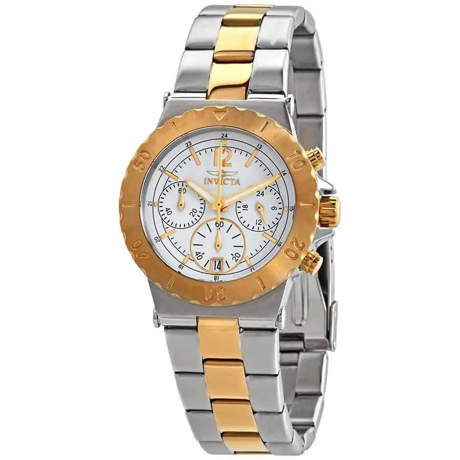 Invicta Specialty Chronograph White Dial Two-tone Ladies Watch 14855 - Gold / White, Dial: White, Band: Two-tone (Silver-tone and Yellow Gold-plated )