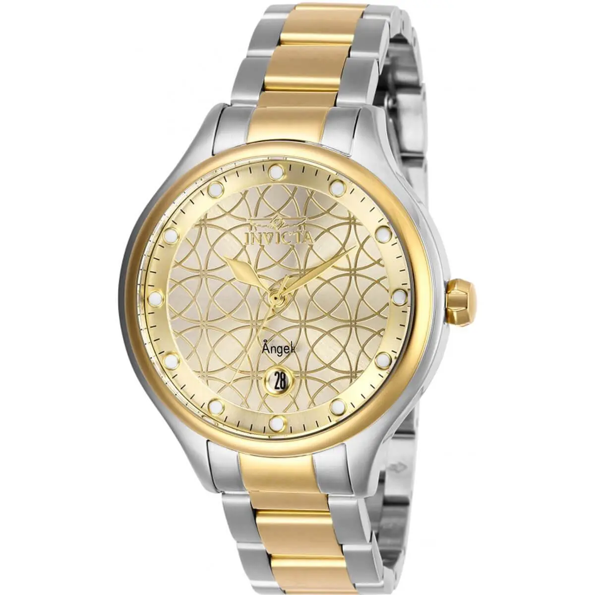 Invicta Women`s Watch Angel Quartz Gold Tone Dial Two Tone Steel Bracelet 27435